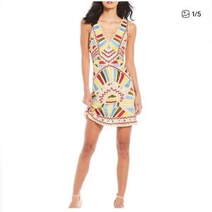 Gianni Bini Airanna geometric beaded sleeveless sheath mini dress